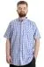 Big Size Mens Shirt Ekose Kısa Kollu 23301 Mor