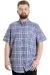 Big Size Mens Shirt Ekose Kısa Kollu 23301 Plum