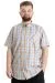 Big Size Mens Shirt Ekose Kısa Kollu 23301 Green