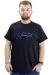 Big Size Mens T-Shirt Crew Neck UNLIMITED WAFFLE 23398 Navy Blue
