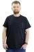 Big Size Mens T-Shirt Crew Neck THE WEST BAY WAFFLE 23399 Navy Blue