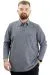 Big Size Mens Sweatshirt Polo Long Arm WAFFLE 23449 Light Navy Blue