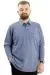 Big Size Mens Sweatshirt Polo Long Arm WAFFLE 23449 Indigo