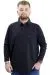 Big Size Mens Sweatshirt Polo Long Arm WAFFLE 23449 Navy Blue