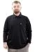 Big Size Mens Sweatshirt Polo Long Arm WAFFLE 23449 Black