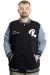 Big Size Mens College Coat Zipper Ceket 23633 Black-Indigo