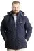 Big Size Mens Quilted Coat Zipper Hooded 23657 Indigo