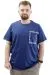 Mens Big Size T-Shirt Crew Neck T-shirt NUMBER U24051 Indigo