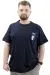 Mens Big Size T-Shirt Crew Neck T-shirt LIMITED U24052 Navy Blue