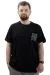 Big Size Mens T-shirt Crew Neck Cep Detaylı T-Shirt REFUEL U24053 Black
