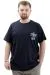 Big Size Mens T-shirt Crew Neck DONT STRESS U24064 Navy Blue