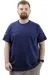 Big Size Mens T-Shirt Basic Elastic Crew Neck T-shirt SPORTS U24074 Indigo