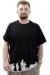 Big Size Mens T-shirt Crew Neck FLAME U24082 Black