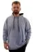 Big Size Mens Basic Sweatshirt Hooded Kangaroo Pocket U24166 Grey Melange
