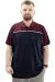 Big Size Mens T-Shirt Polo Renk Bloklu DEER U24324 Navy Blue