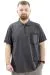 Big Size Mens T-Shirt Zipper Polo with pocket U24325 Antrasit