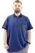 Big Size Mens T-Shirt Zipper Polo with pocket U24325 Indigo