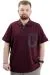 Big Size Mens T-Shirt Zipper Polo with pocket U24325 Plum