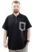Big Size Mens T-Shirt Zipper Polo with pocket U24325 Black