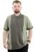 Big Size Mens T-Shirt Polo Renk Bloklu U24327 Khaki