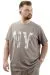 Big Size Mens T-shirt Crew Neck NY WAFFLE U24400 Light Brown