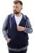 Big Size Mens Sweatshirt Zipper Hooded SPORT U24523 Indigo
