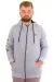 Mens Big Size Zipper Hooded Sweatshirt FUTURE U24549 Grey Melange