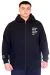 Big Size Mens Hooded Sweatshirt Zipper 3 Yarn BRONX U24560 Navy