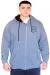 Big Size Mens Hooded Sweatshirt Zipper 3 Yarn BRONX U24560 Blue