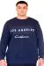 Big Size Mens Sweatshirt Crew Neck LOS ANGELES U24561 Indıgo
