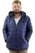 Mens Big Size Quilted Coat with pocket Removable Hooded U24603 Indigo