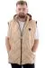 Mens Big Size quilted Vest with pocket Hooded U24701 Beige