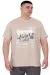 Büyük Beden Erkek T-Shirt Bisiklet Yaka New York U25005 Bej