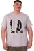 Büyük Beden Erkek T-Shirt Bisiklet Yaka Los Angeles U25006 Gri