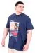 Big Size Mens Tshirt Printed Crew Neck  Palm Dream U25026 Indigo