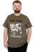 Plus Size Men's Crew Neck T-Shirt NEW YORK U25036 Khaki