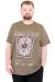 Büyük Beden Erkek T-Shirt Bisiklet Yaka REBEL U25039 Haki