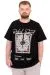 Büyük Beden Erkek T-Shirt Bisiklet Yaka REBEL U25039 Siyah
