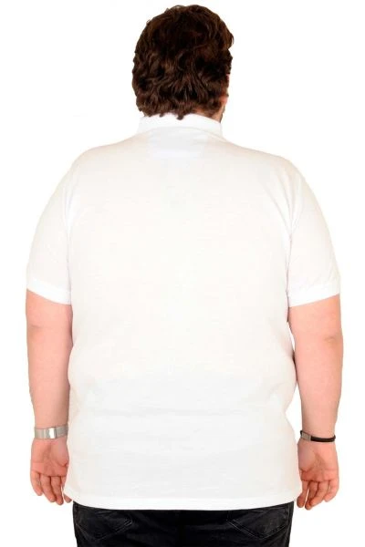 T-Shirt Polo Yaka Nakışlı Klasik Pike 18553 Beyaz