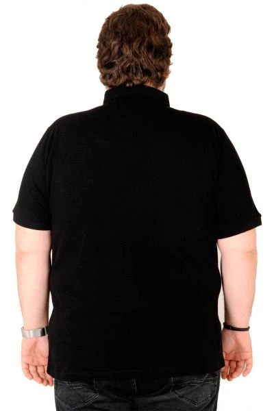 T-Shirt Polo Yaka Nakışlı Klasik Pike 18553 Siyah