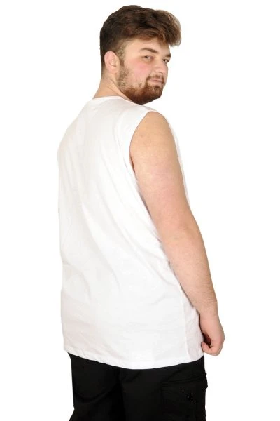 Battal Beden Erkek Kolsuz Tshirt Düz 20003 Beyaz