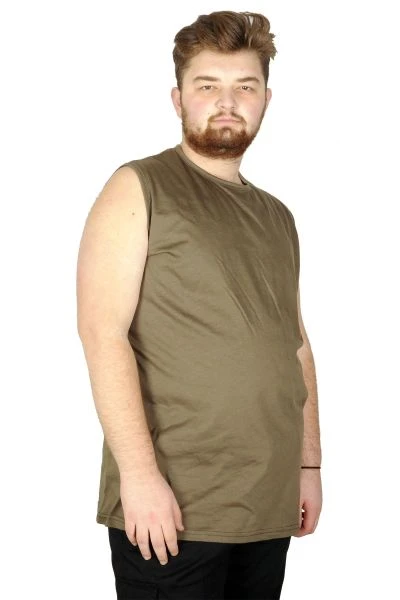 Battal Beden Erkek Kolsuz Tshirt Düz 20003 Haki