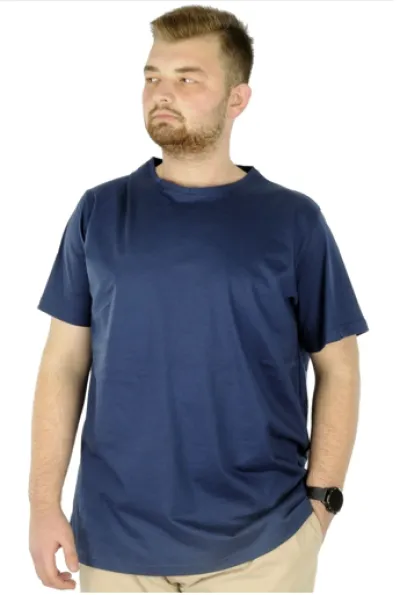 Büyük Beden Erkek T-Shirt Basic 20031 İndigo INDIGO