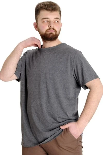Büyük Beden Erkek T-Shirt Basic 20031 Antramelanj
