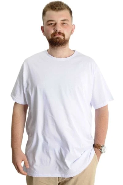 Büyük Beden Erkek T-Shirt Basic 20031 Beyaz