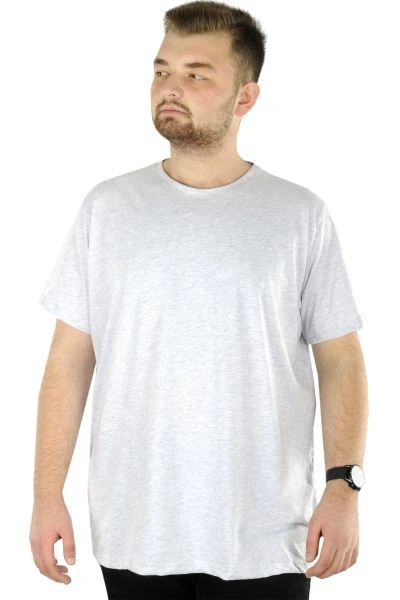 Büyük Beden Erkek T-Shirt Basic 20031 Gri Melanj