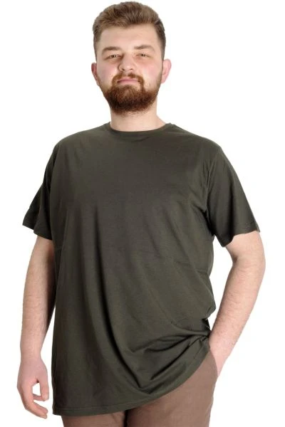 Big-Tall Men Round Collar T-Shirt Basic 20031 Khaki