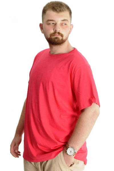 Büyük Beden Erkek T-Shirt Basic 20031 Mercan