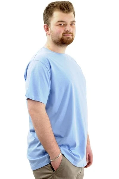 Büyük Beden Erkek T-Shirt Basic 20031 Mavi