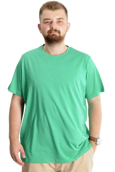 Büyük Beden Erkek T-Shirt Basic 20031 Yesil